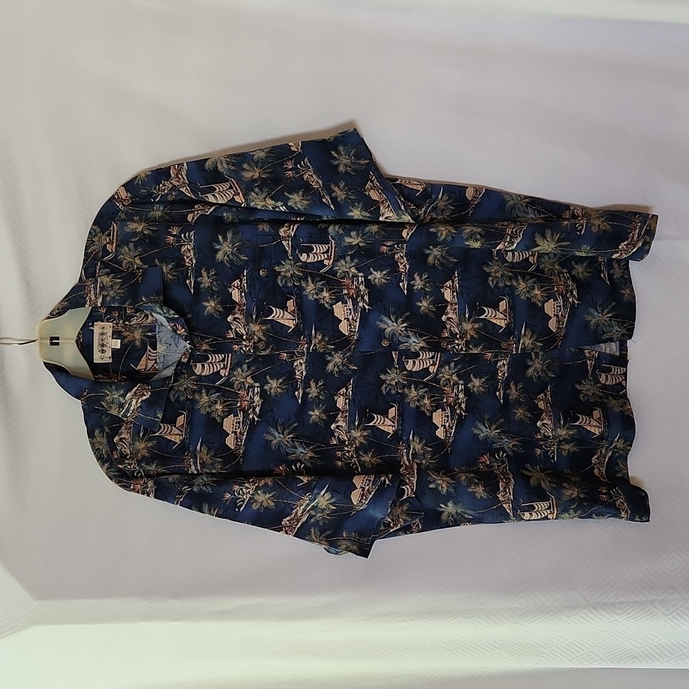 Campia Men's Shirt Hawaiian Style Blue Background Indonesia